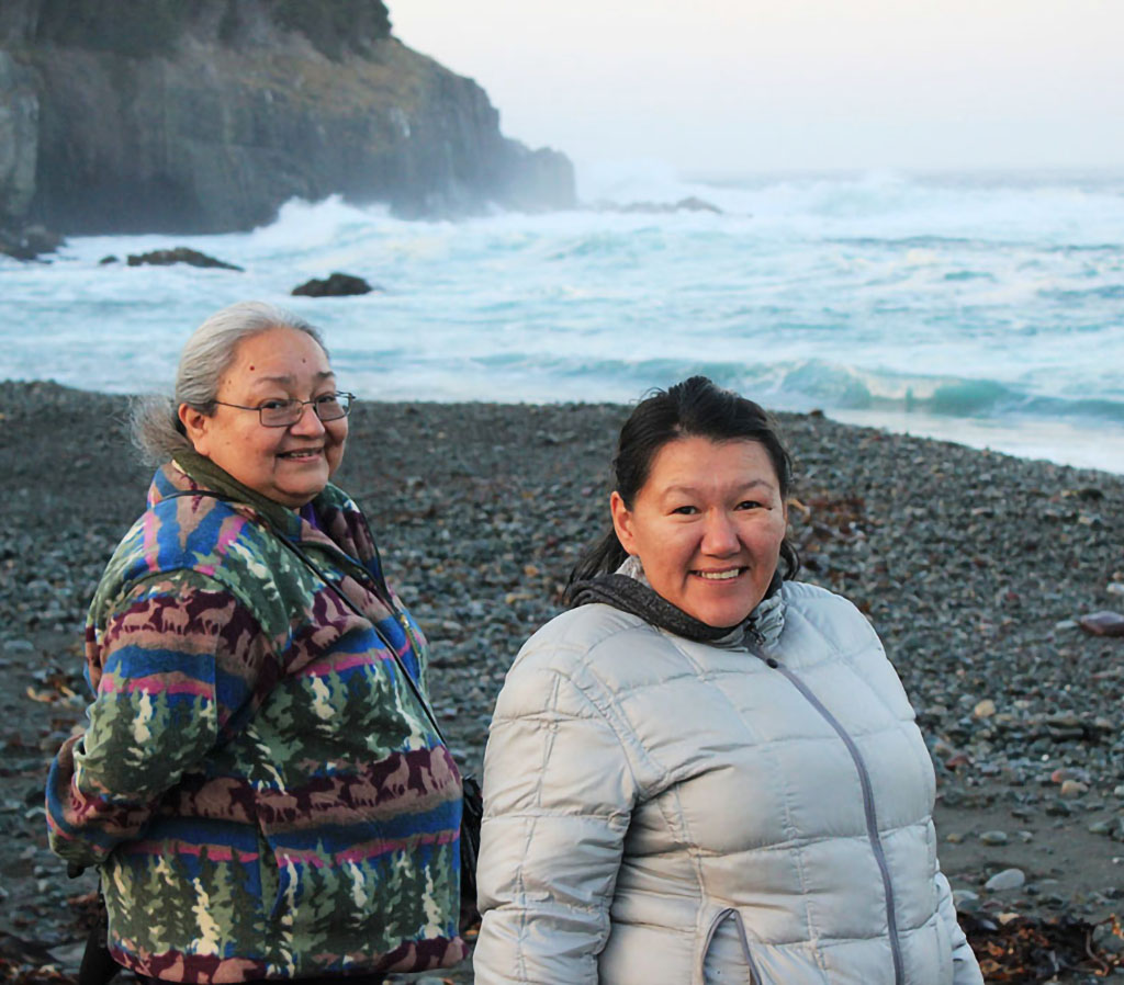 Elder midwives Sharon Smoke and Brenda Epoo at 2012 Gathering in Newfoundland
