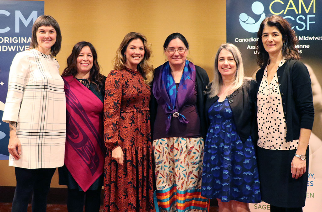 NACM leaders Nathalie Pambrun, Ellen Blais and Carol Couchie pose with CAM President Katrina Kilroy, CAM Executive Director Tonia Occhionero and Sophie Gregoire Trudeau (third from left), after her presentation at the 2018 CAM Conference in Gatineau, Quebec.